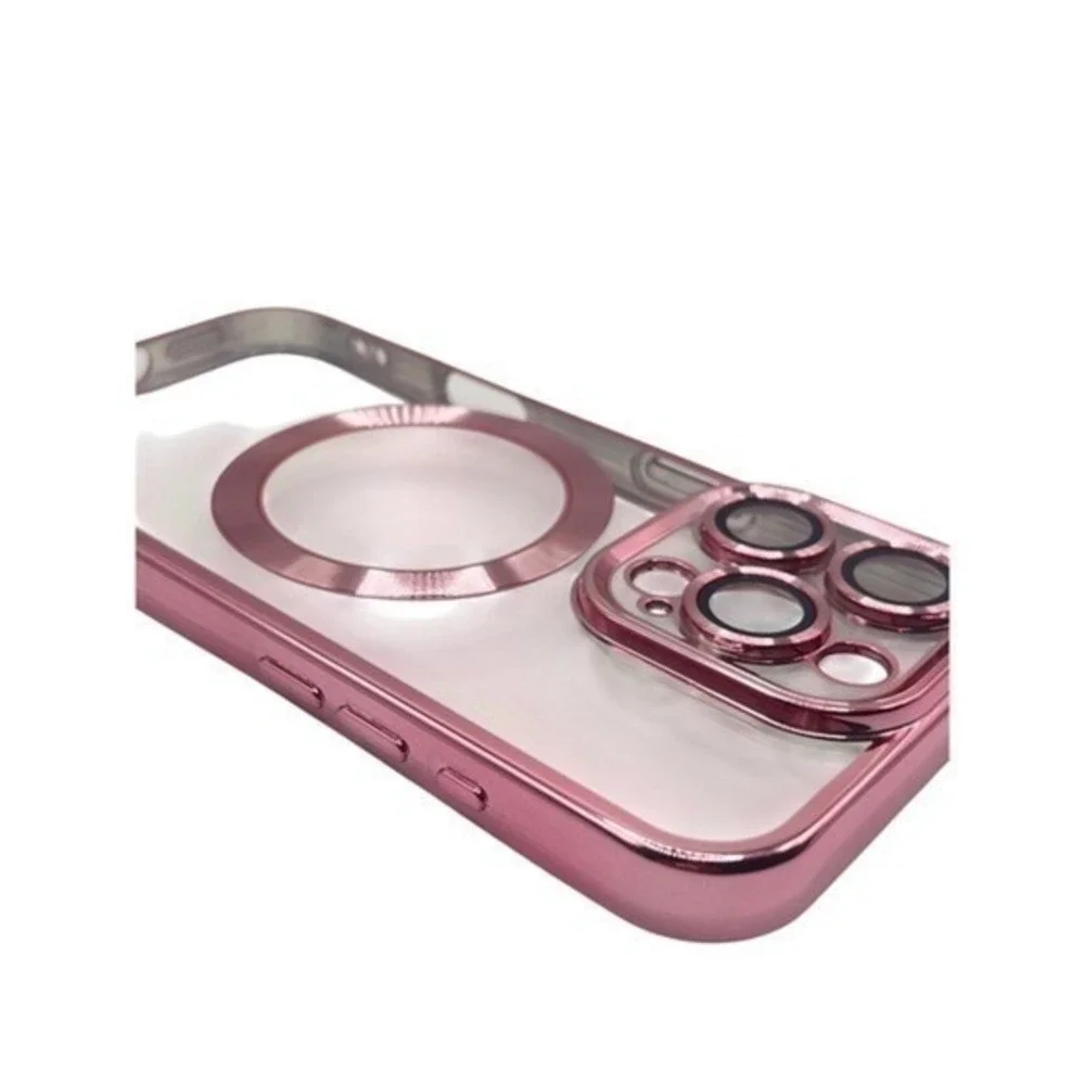 iPhone 16 Pro Max Clear Protective Case‎ Pink Metallic Trim NEW